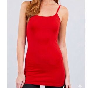 Basic Layering Tank Camisole Longer Length Bold Red size small